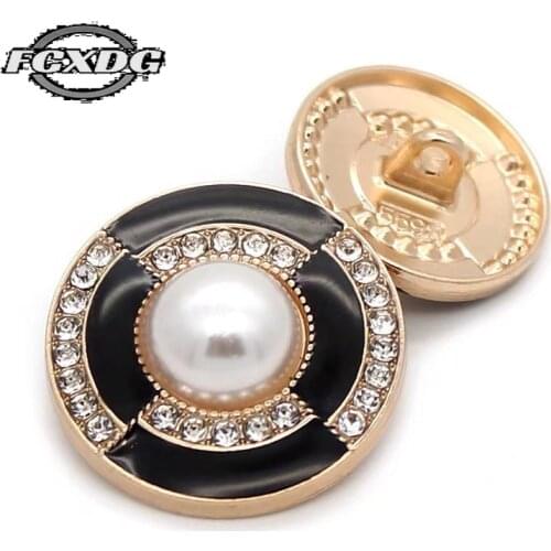 10pcs/lot Luxury Rhinestones Buttons for Clothing Designers Fashion Black Metal Womens Clothing Buttons DIY Coat Shirt Buttons