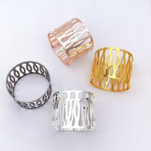 10pcs Hotel table set needle-shaped metal hollow napkin ring napkin buckle cloth ring