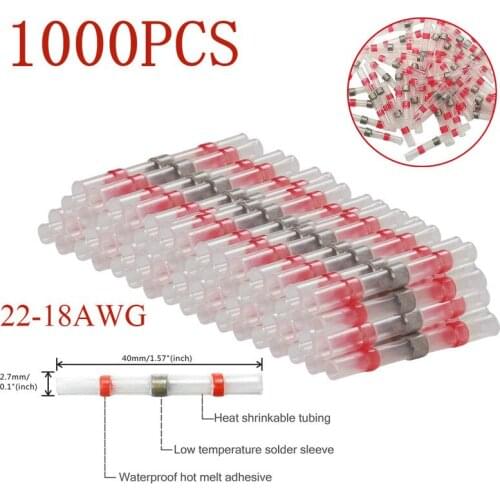 100/500/1000PCS Heat Shrink Solder Seal Sleeve Butt Wire Connectors Waterproof Insulated Electrical Splices Connector Terminals