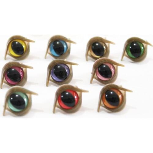 20pcs--12mm colorful cat eyes + brown double eyelid + washer for diy plush doll findings--color option