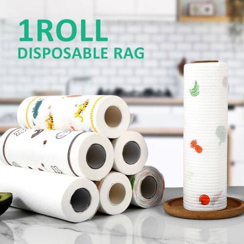 50 Sheets Disposable Non Woven Cleaning Dish Cloth Towels Rags Printing Pattern Kitchen Tableware Cleaning Wash Cloth