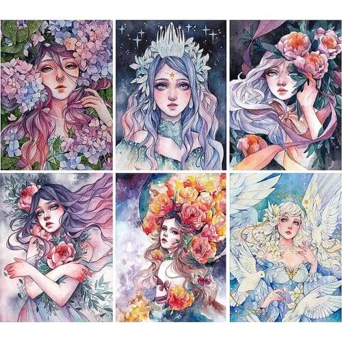 5D Diamond Embroidery Painting Full Square Round Illustration Girl Holiday Gift Home Decoration DIY Mosaic Set
