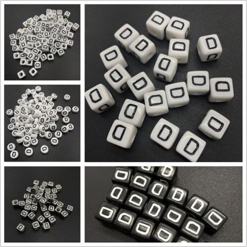 6mm 7mm 10mm Letter D Acrylic Spacer Beads Square Oval Letter Beads For Jewelry Making DIY Accessories