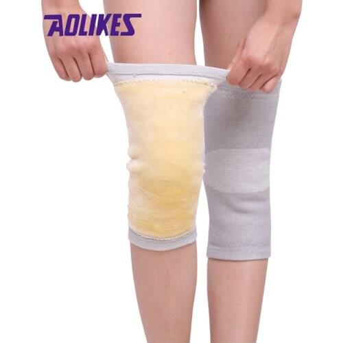 AOLIKES 1Pair Anti Cold Knee Pads Plus Gold Velvet Prevent Arthritis Keep Warm Knee Protector Support Breathable Thicken Kneepad