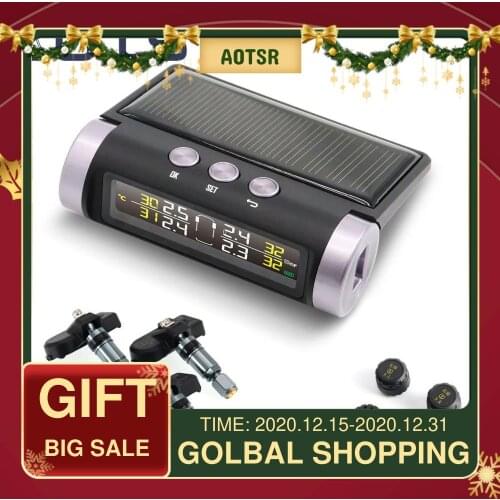 AOTSR Smart Car TPMS External Tyre Pressure Monitoring System Solar Power Digital Display Auto Security Systems Tyre Pressure
