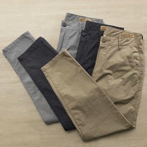 Summer thin washed cotton micro elastic loose small straight casual pants mens Joker comfortable simple pants tide