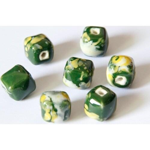 5pcs/lot 13*13mm Square Ceramics Beads Camouflage Color Porcelain Spacer Beads For Diy Bracelet Jewelry Making Accessories