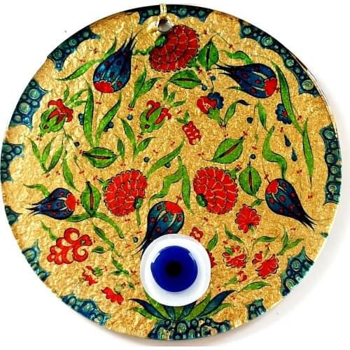 Tulip Flowers, Evil Eye Beads, Fusion Glass Wall Ornament