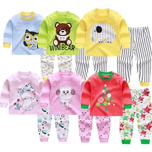 Children Boys Gilrs Spring Fall Clothes Cartoons Long Sleeve + Pants Tracksuit Casual Warm Set Baby Outfits For 0-6 Years