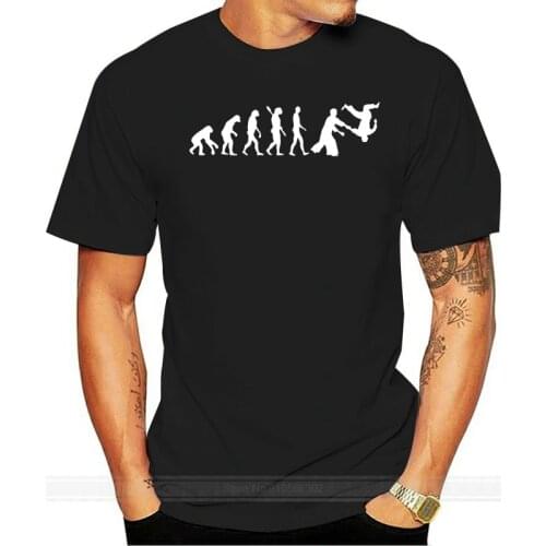 Men Evolution Aikido T-Shirt Karate Martial Taekwondo Cool Tops Crewneck Short Sleeve Clothes 100% Cotton Tees Gift Idea T Shirt