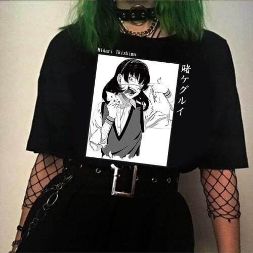Japanese Anime Kakegurui Shirt Midari Ikishima Short Sleeved Harajuku T-shirt Tops
