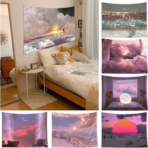 Ins Style Landscap Wall Carpet Tapestry Wall Hanging Photo Props Background Cloth Bedroom Dorm Curtain Throw Rug Tapiz