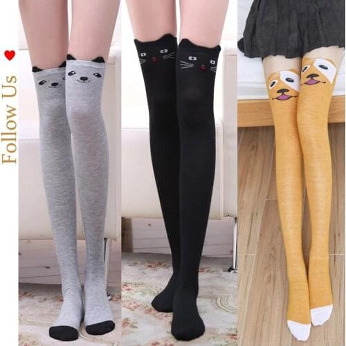 Spring and Autumn cartoon socks cute animals knee socks ladies high stockings bottom pantyhose