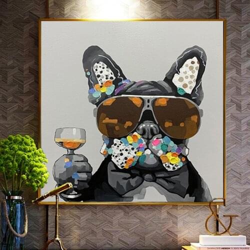 Graffiti Modern Dog with Sunglasses Canvas Painting Posters and Prints Nordic Wall Art Cuadros for Living Room Home Decor
