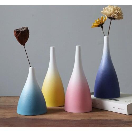 Jingdezhen Ceramic Vase Creative Living Room Decoration Gradient Frosted Glaze Home Ornament Nordic Dried Flower And Flowerpot