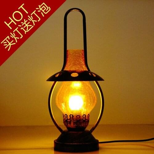 Ways of kerosene lantern study glass lamp warm Mediterranean home outfit LED desk lamp of bedroom the head of a bed