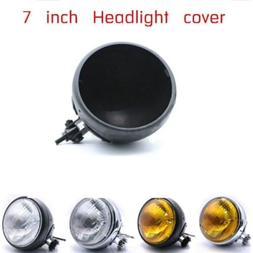 Motorcycle Black 7" Headlight Housing Headlamp Light Cover Shell Mounting Bobber Universal Scooter Offroad