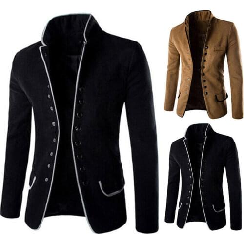 Mens Retro Steam Punk Tailcoat Jacket Gothic Victorian Coat Button Down Outwear