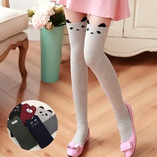 New Women Socks Over Knee Cotton High Socks Casual Cute Cartoon Animal Cat Totoro Bear Pattern Funny Sox Female Girl Lovely