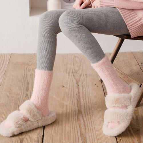 Solid color Ladies Women Winter Warm Soft Fluffy Bed Socks Home Floor Slipper Mink fur Fleece Sock Winter Boots