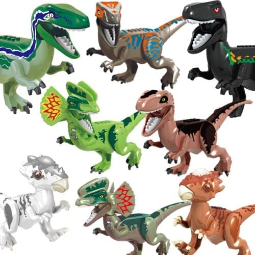 Wholesale 12pcs/lot Jurassic Dinosaur tyrannosaurus REX Building Blocks Bricks triceratop T-rex children gift baby toys