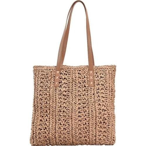 Rattan Fabrication Womens Large Capacity Shoulder Bag 2021Summer New Female Fashion Woven Straw Tote Bag Trend Ladies Beach Bag