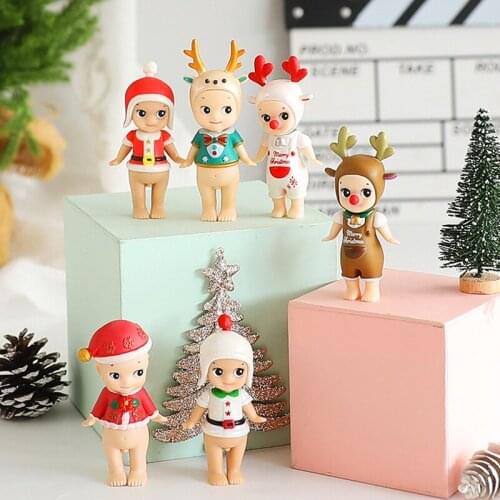 Merry Christmas Cake Toppers Decorations Angel Doll Desktop Dressing Up Doll Hand-Made Happy New Year Party Gift Baking Supplies