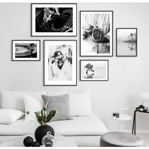 Nordic Landscape Photography Printing Poster Retro Camera Record Woman Canvas Oil Painting Wall Art Modern Living Room Decor