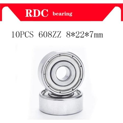 High quality 10pcs ABEC-5 608ZZ Deep groove ball bearing 608 ball Bearing 608 2Z metal Sealed 608 608Z 608ZZ 8*22*7