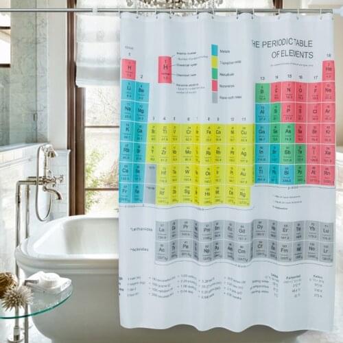Lanke Shower Curtain Periodic Table Pattern,Waterproof Shower Curtain for Toilet Bathroom Home Decor, 12pcs Hooks,180*180cm