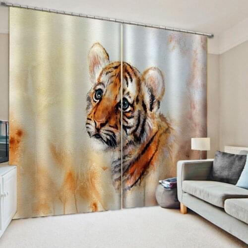 Morden tiger curtains 3D Window Curtains For Living Room Bedroom Customized size personality curtains