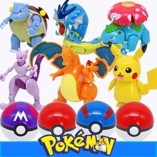 Takara Tomy Pokemon Pokeball Figures Anime Japanese Cartoon Toys Pikachu Charizard Squirtle Action Figure Model Dolls Kids Gifts