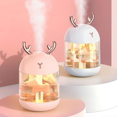 300ML USB Air Humidifier Ultrasonic Cool Mist Maker Fogger with Romantic LED Lamp Cartoon Horse Mini Diffuser Humidificador