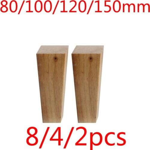 8/4/2pcs Wooden Furniture Legs Oak Wood Right Angle Cabinet Table Bed Feet Iron Pads Gaskets Screws 80/100/120/150mm Height