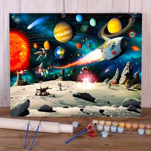 Universe Space Landscape Painting By Numbers Set Acrylic Paints 50*70 Paiting By Numbers Decorative Paintings Adults Drawing