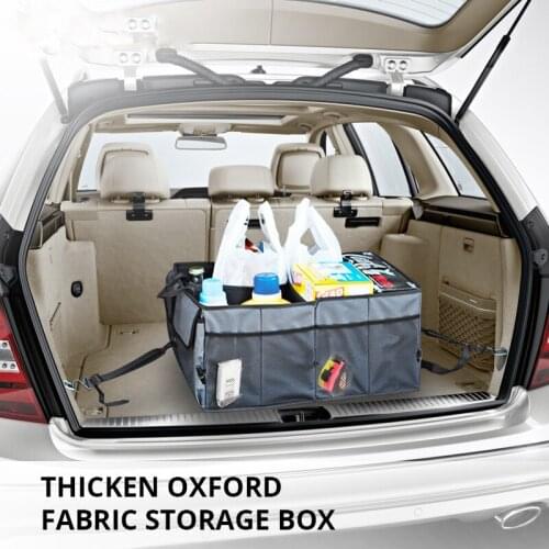 Car Trunk Storage Box Foldable Seat Back Container Bag Auto Oxford Cloth Organizer Universal Multi-use for Tools with Fixed Belt