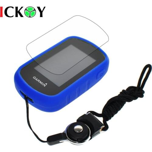 Protect Blue Case + Black Detachable Ring Neck Strap+Screen Protector for Hiking Handheld GPS Garmin eTrex Touch 25 35 35T