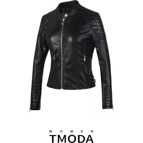 2018 Autumn Winter Women Faux Leather Jackets and Coats Lady Pu Motorcycle Black Zipper Coat Streetwear Biker Outerwear