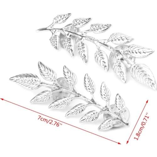 1 Pair Vintage Wheat Leaf Gold Silver Plated Neck Tip Brooch Collar Pin