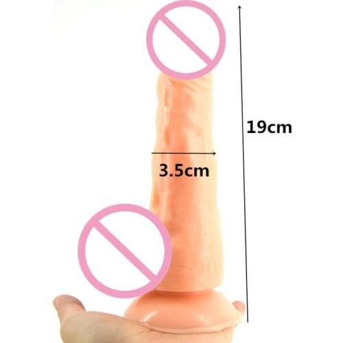 1 pcs/lot 7.48 Inch Lesbian Suction Dildo Insert Toys Vagina Anal Stimulate Dildos Realistic Penis Dick Fetish Sex Toy Products