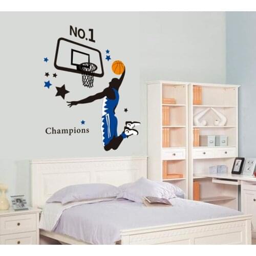 2020 1pc Cute Boy Play Basketball PVC Remove Wall Stickers Mural Decals for Kids Room Baby Bedroom Ceiling Decoration