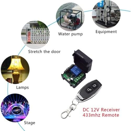 433MHz Wireless Remote Control DC 24V 12V 10A 1CH rf Relay Receiver and Transmitter for Electric curtain and garage door Control