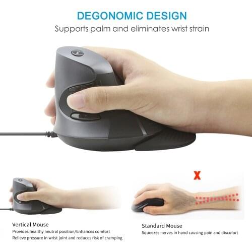 Ergonomic Vertical Mouse 1600DPI USB Wired/Wireless Gaming Mice Right Hand Office Mause With Removable Palm Rest For Laptop PC