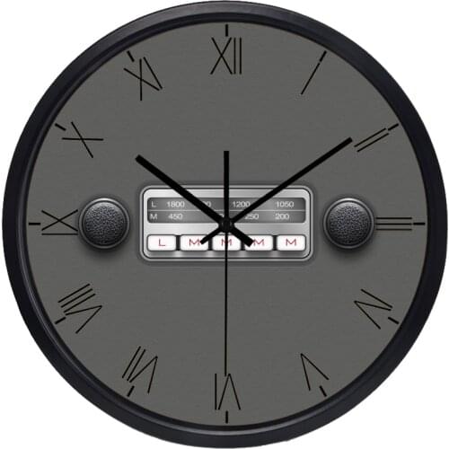 European Retro Rome Radio New Design Mute Metal Living Room Wall Clock Colorful French Number Watch