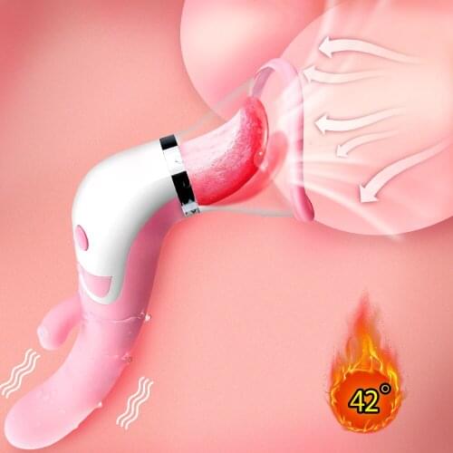 Tongue Dildo Vibrator For Women Heating Nipple Sucker Tight Oral Licking Clitoris Stimulate Masturbate Erotic Sex Toys for Woman