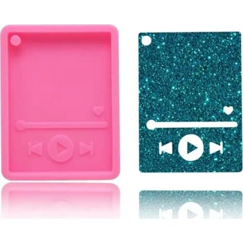 DY0695 Glossy Resin 5.5cm Player Mold Epoxy Craft Keychain , 4.2cm Music Silicone Moulds For Phone Grip, DIY Jewelry Making