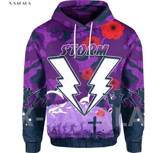 Storm Anzac Day Melbourne War 3D Printed Hoodie Man Women Harajuku Outwear Zipper Pullover Sweatshirt Casual Jacket