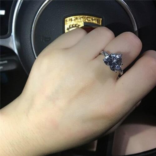 Lovers Heart shape ring 3ct AAAAA Cz Stone Silver color Promise Engagement wedding band ring for women Finger Jewelry