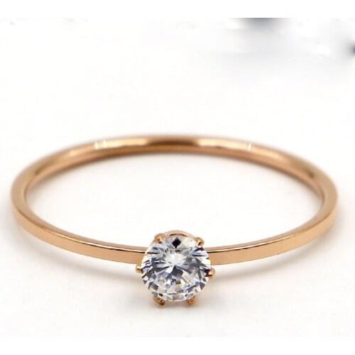 Love Jewelry Titanuim Steel Rose Gold Color Ring CZ Crystal Ring For Women Couple Finger Rings Wedding Size 3-10 KK005