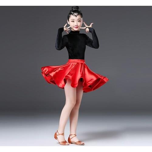 Girls Latin dance costumes childrens examination practice clothes childrens Latin dance skirt split dance costumes dance skirt
